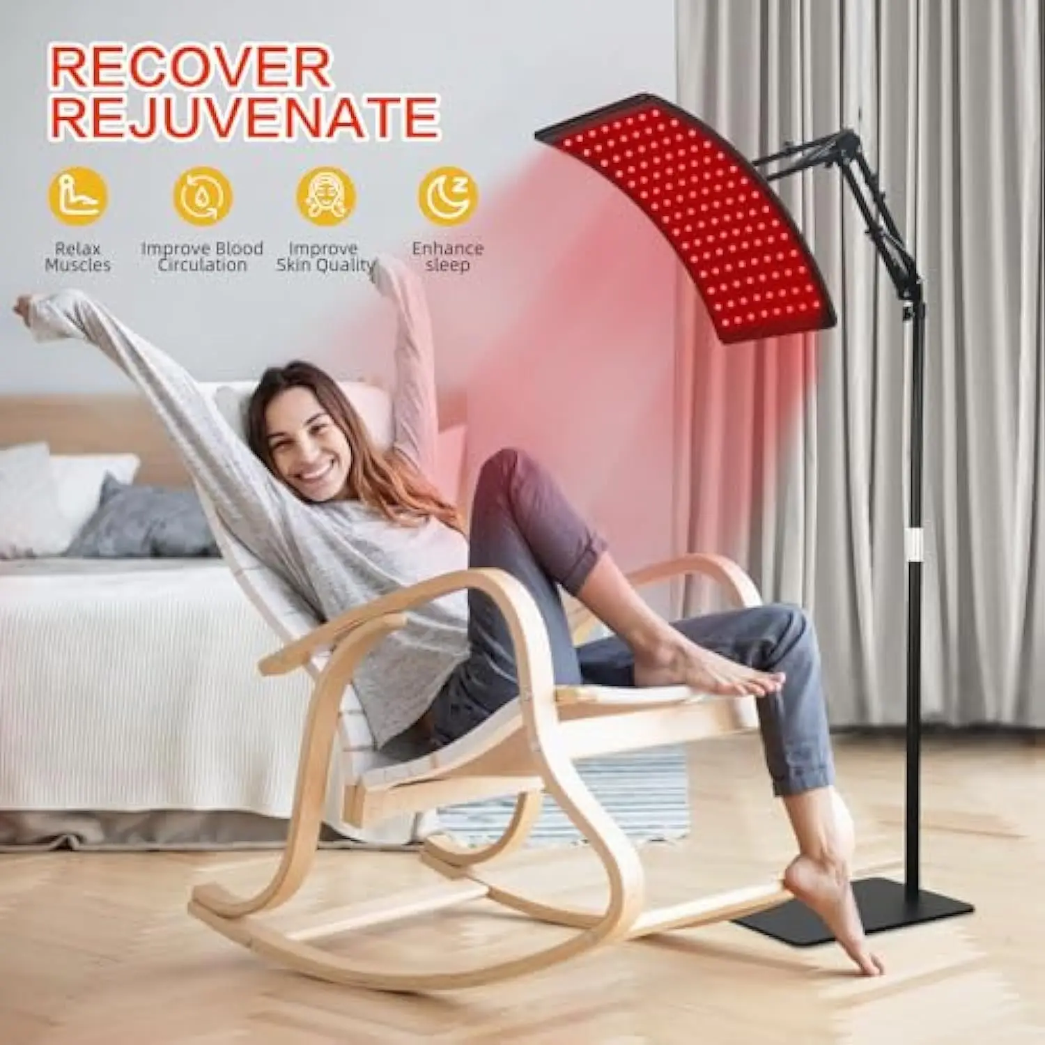 Red Infrared Light Therapy Lamp with Stand Led 660nm Red Light Therapy& 850nm Infrared Light Device for Body and Face