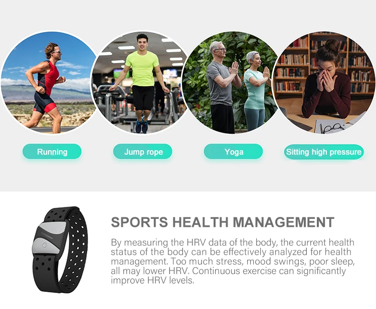 BLE ANT+ Heart Rate Monitor Armband Rechargeable Waterproof Armband Heart Rate Monitor