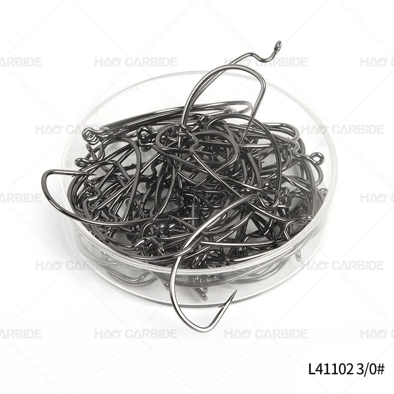 Extra Wide Gap EWG Hook Bait Holder Offset Worm Hook Black Nickel  L41101