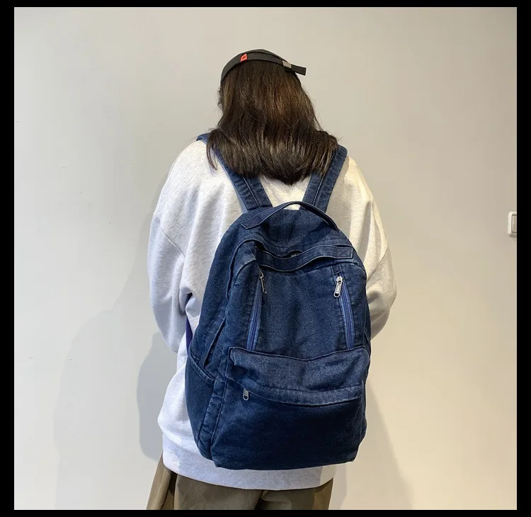 Luxury denim backpack handbag,blue school bookbag kids denim backpack wholesale,jeans denim backpack for men