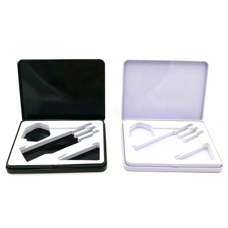 Factory direct OEM rectangular luxury custom made dart packaging thin metal tin case box with EVA foam and hinge
