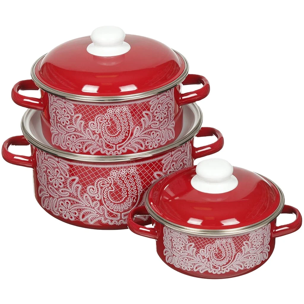 Enameled Steel Pan 12QT 3L 4L 5L Casserole Pot Stainless Steel Rim Customized Full Printed Russia Enamel