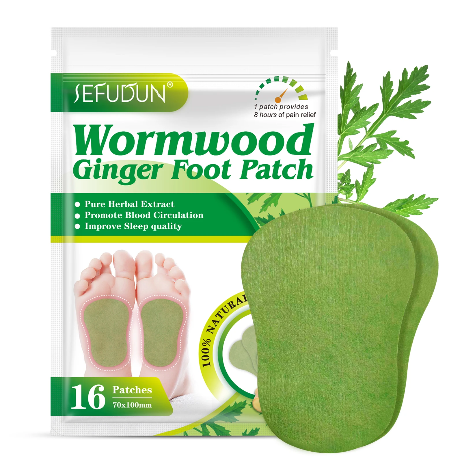 Private Label OEM HotSale Topical Ginger Foot Pain Relief Patch Herbal Foot Therapy Patch Wormwood Foot Pain Relief Patch
