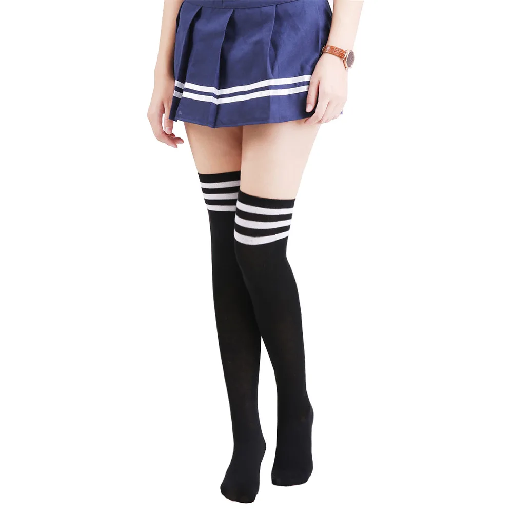 
College wind cotton striped stockings over the knee high socks student socks 