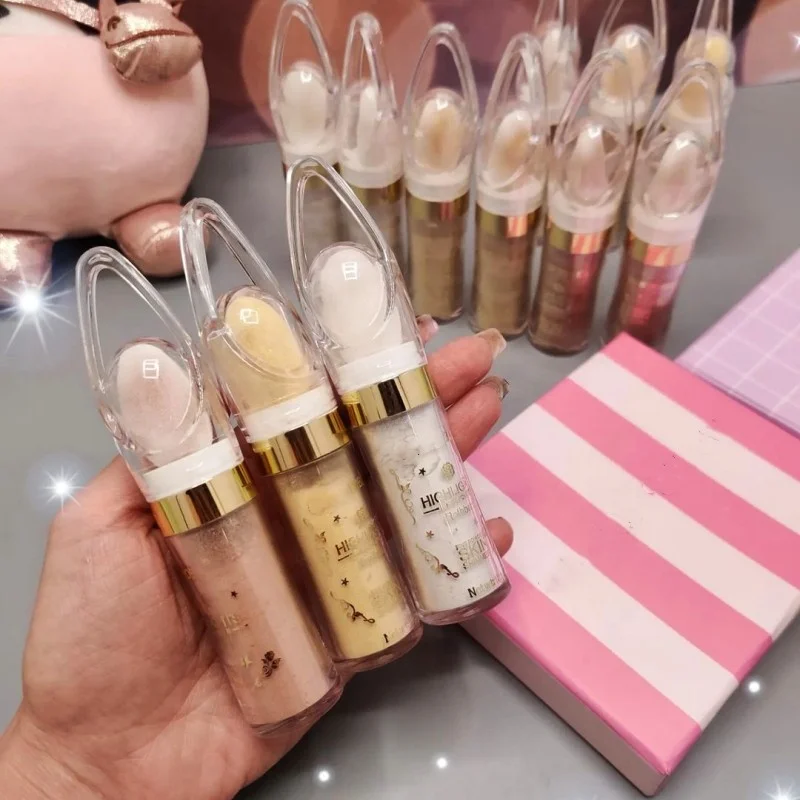 New Arrival Shimmer Glitter 3 Colors Pat Powder Highlighter Face Makeup Cosmetics Polvo De Hadas Vegan Highlighter