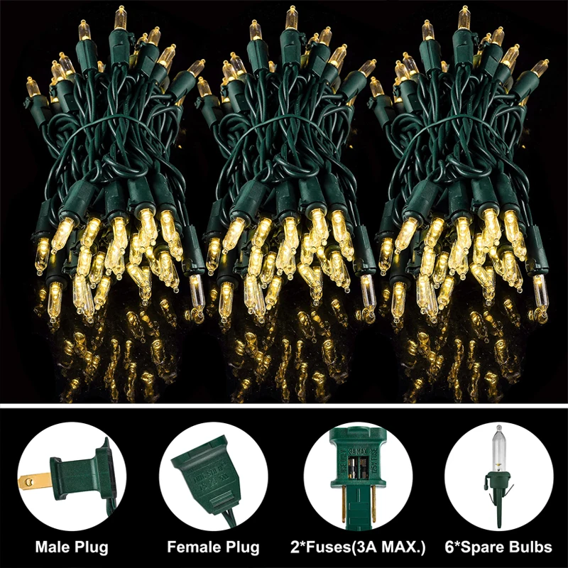 Mini 75 Christmas fairy string lights incandescent green tungsten  wire cheap and convenient dress up the roof and trees