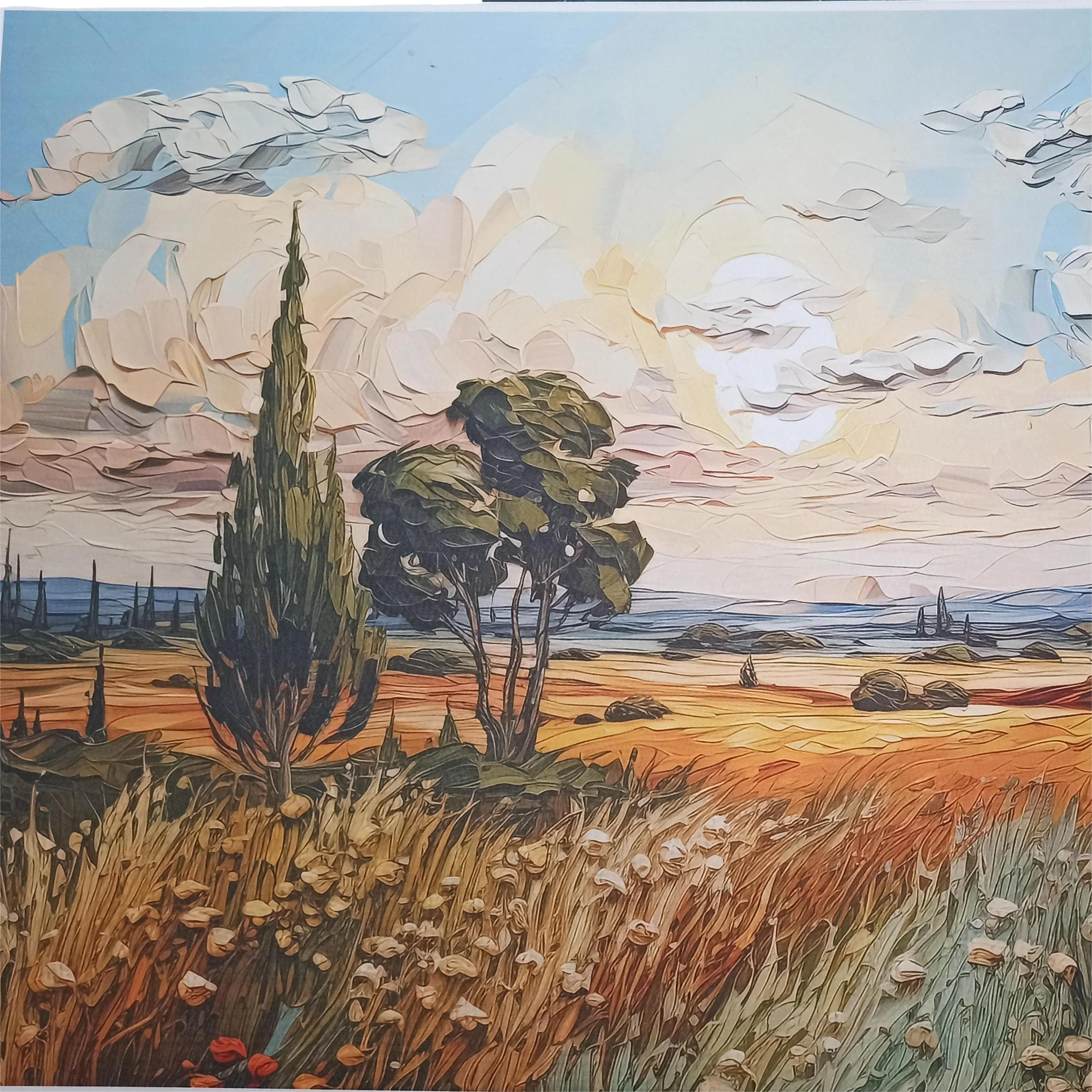 Art Painting Acoustic Panels 3 Panels Set HD Printed Modern Acoustic Wall Panels For Office Studio