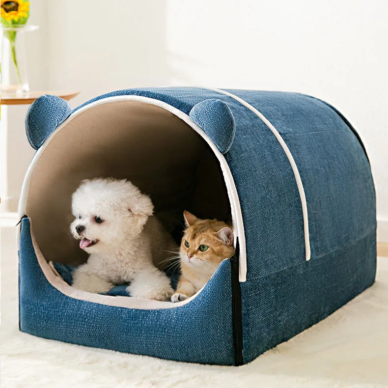Removable And Washable Luxury Pet House Indoor Closed Pet Dog Cat Winter Bed House