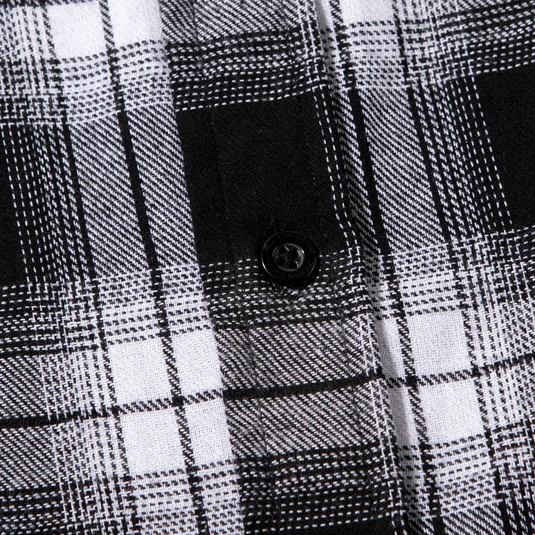 High Quality Autumn Casual Dark Plaid Pattern Flannel Nice Trending Full Long Sleeve 100% cotton Black Check Shirts For Mens