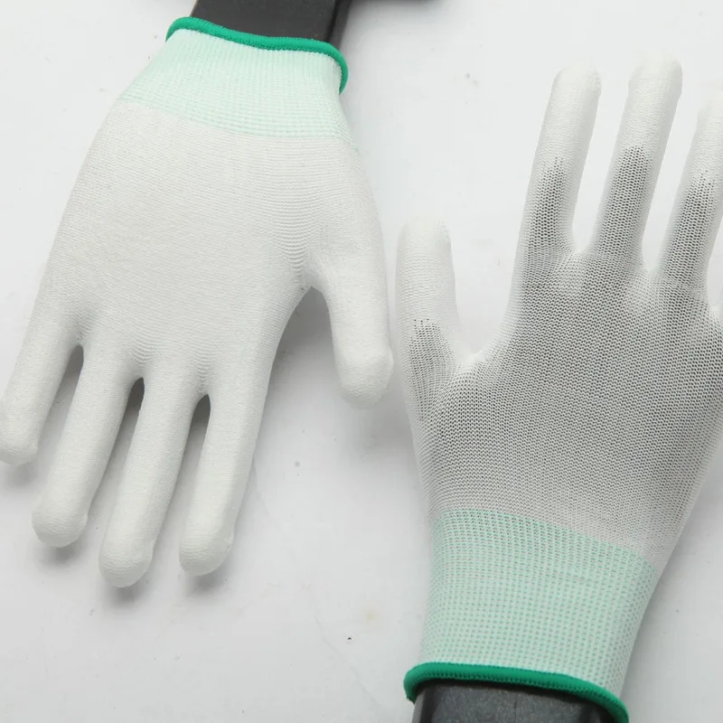 Wholesale ANSI Certified Anti-Static PU Work Safety Gloves XL White Nylon Lining Wear-Resistant Dust-Free Finger Coated Palm