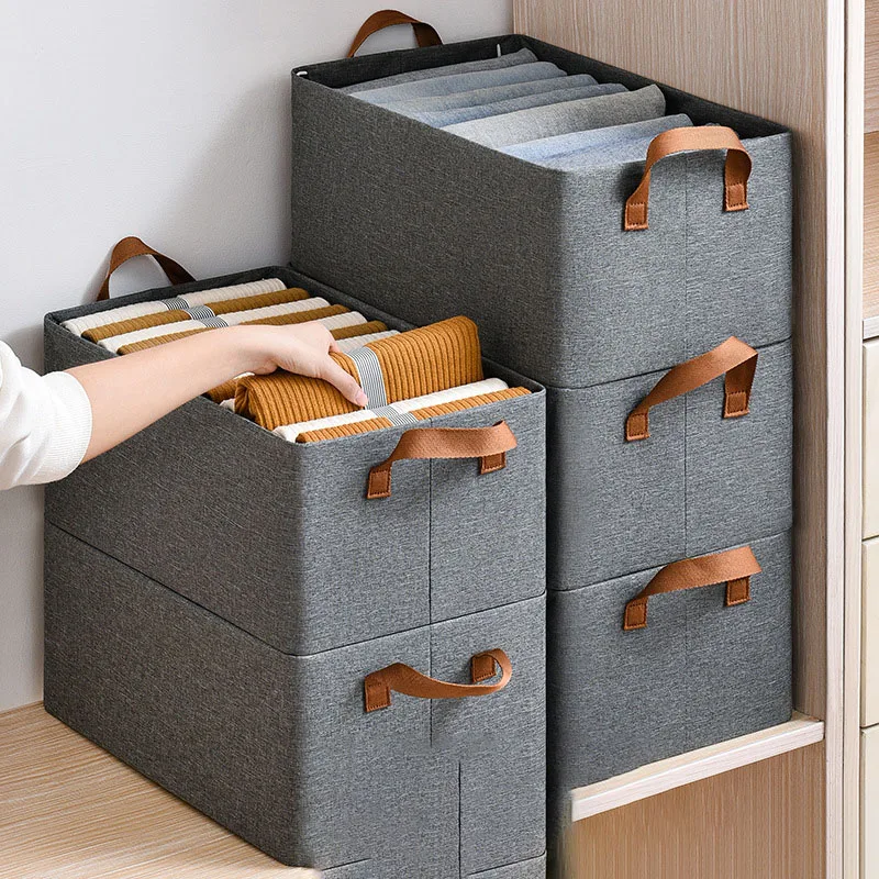 DS4093 Wardrobe Closet Storage Bins for Jeans Drawer Organizers for Clothing with Handle Foldable Drawer Clothes Organizers