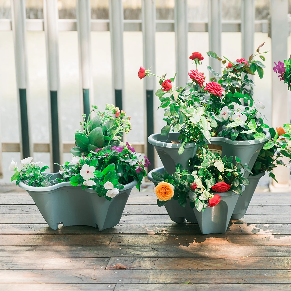 Plastic hydroponic tower planter vertical pot tower garden outdoor vegetable tier pots planters