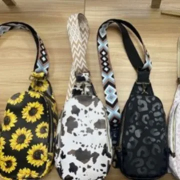 Portable Sun Floral Chest Bag Wholesale Leopard Bag Waterproof PU Leather Sling Bag Personalized Color