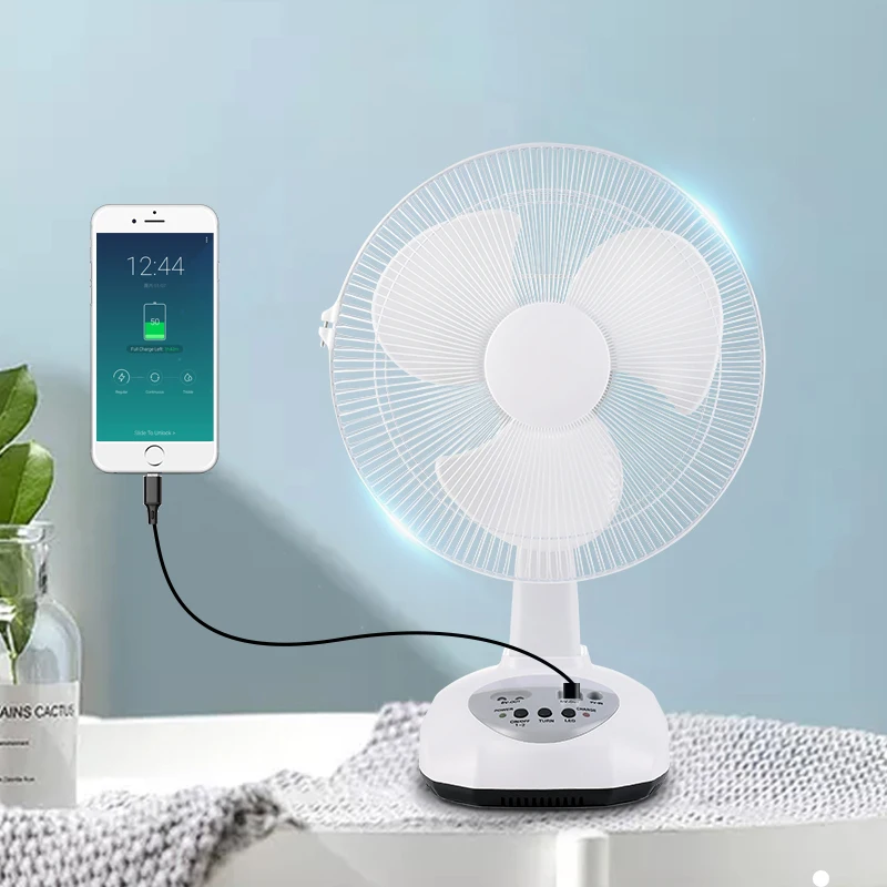 Factory Wholesale Small 12 Inch AC DC Usb Rechargeable Table Stand Solar Electric Fan With Solar Panel