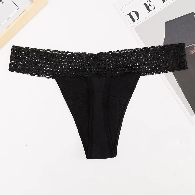 Womens 4 layer leak Proof Sexy Lace Menstrual Heavy Flow Absorbent Odor Control Bikini Period T Back Underwear Panties thongs