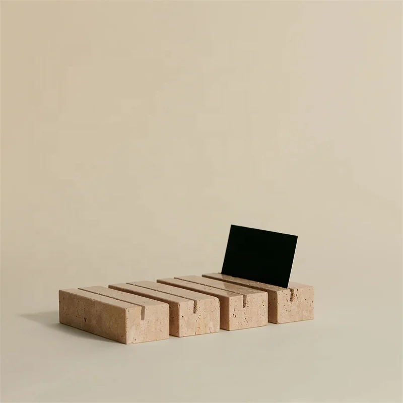 Natural marble travertine business card based holder