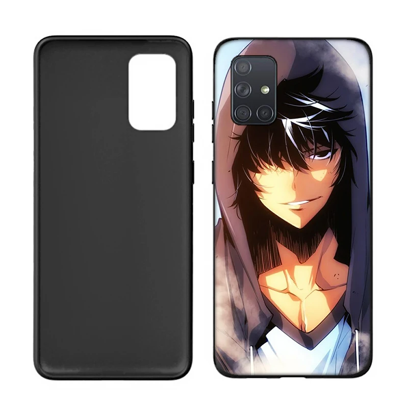 For Samsung A51 A71 A01 S10  Black Silicon tpu soft phone case for iPhone 11 XS print Solo Leveling Sung Jin phone cover