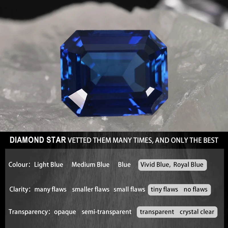 Royal Blue Sapphire Jewelry stone Loose Gemstones Emerald cut Lab Sapphire AGL Certified 5A Lab Grown Sapphire