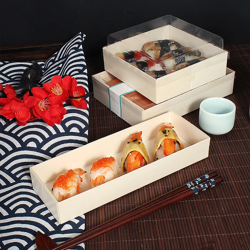 Charcuterie Wooden Boxes Biodegradable Bakery Boxes For Take Away Food DIY Box with Plastic Lid
