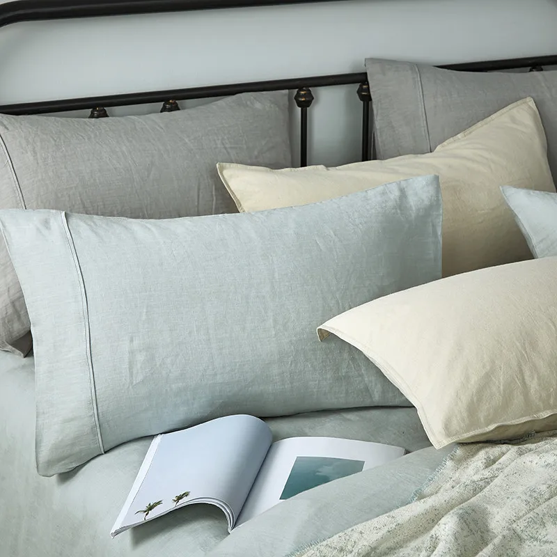 Nature Vintage sheet set flax linen bedding jogo de cama hemp edredones 4-piece bedding set