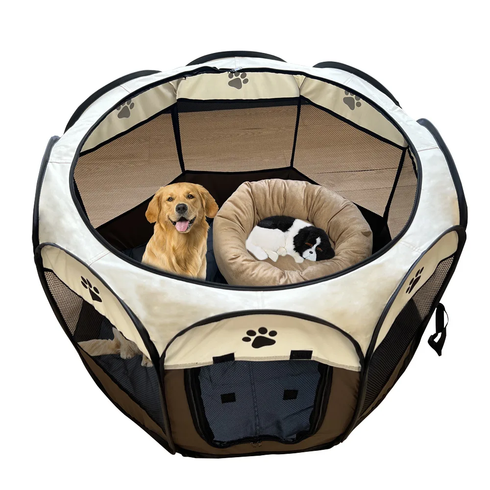 Pet Octagonal Cage Enclosure Dog Tent Kennel Oxford  Outdoor Cats Bed House Pet Delivery Room Large Size Foldable Pet Tent