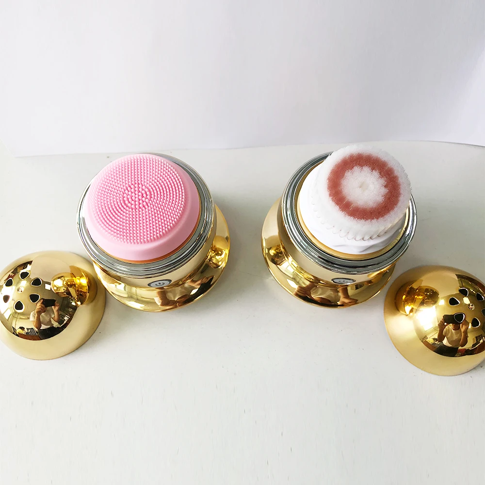 Wireless charging Sonic Vibration facial deep cleansing brush IPX7 electric cleaner massage silicone brush women beauty device