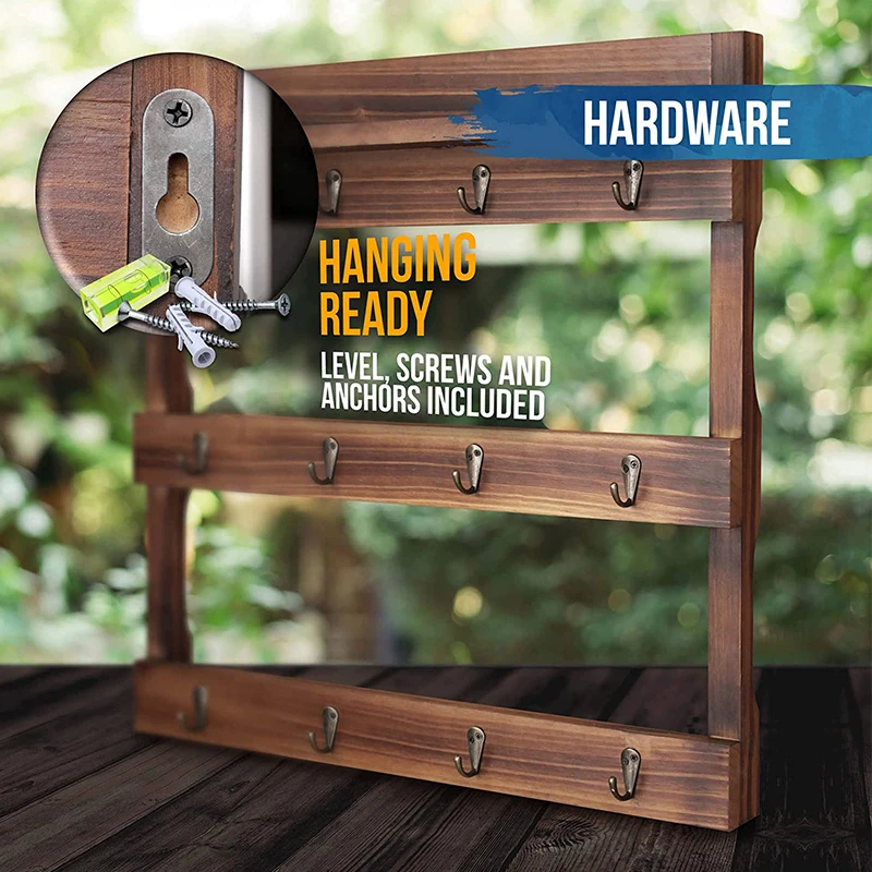 Country Style mug rack wall mounted with shelf-12 coffee cup hooks wine