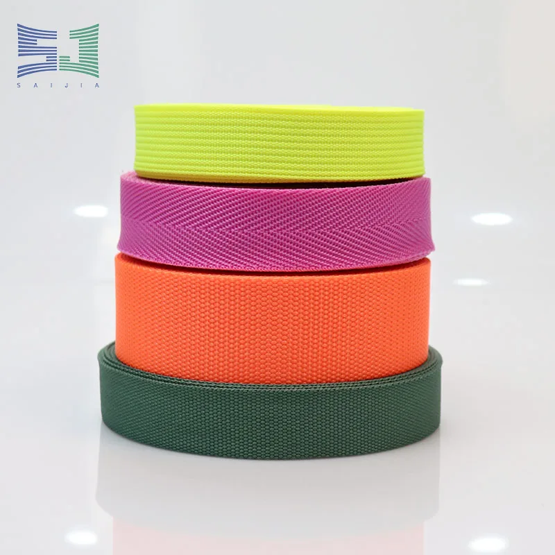 Eco-Friendly Customized 100% Polyester Herring Bone Belt Webbing Woven Tape for Bag Garment Woven Cotton Webbing