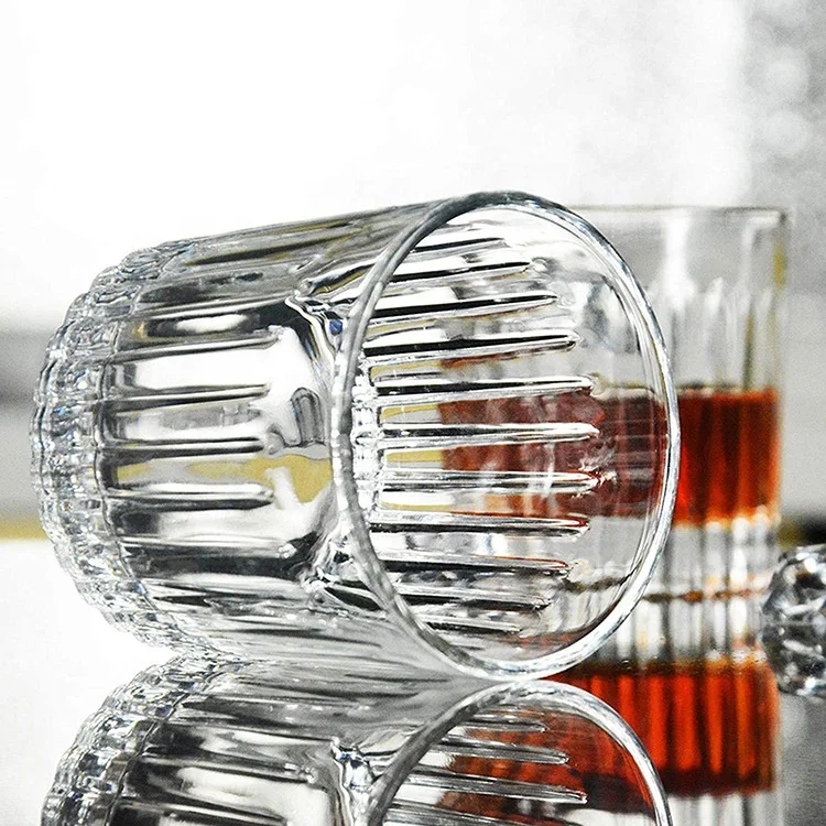 Manufacturer of vertical stripes 300ml whisky glass cups whisky tasting glass free samples premium quality