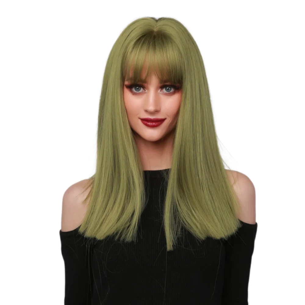 Meiwei Factory Direct Selling Hair Wig Review Short Straight Green Synthetic Bob Halloween Mask Costume Wig Grip Natural