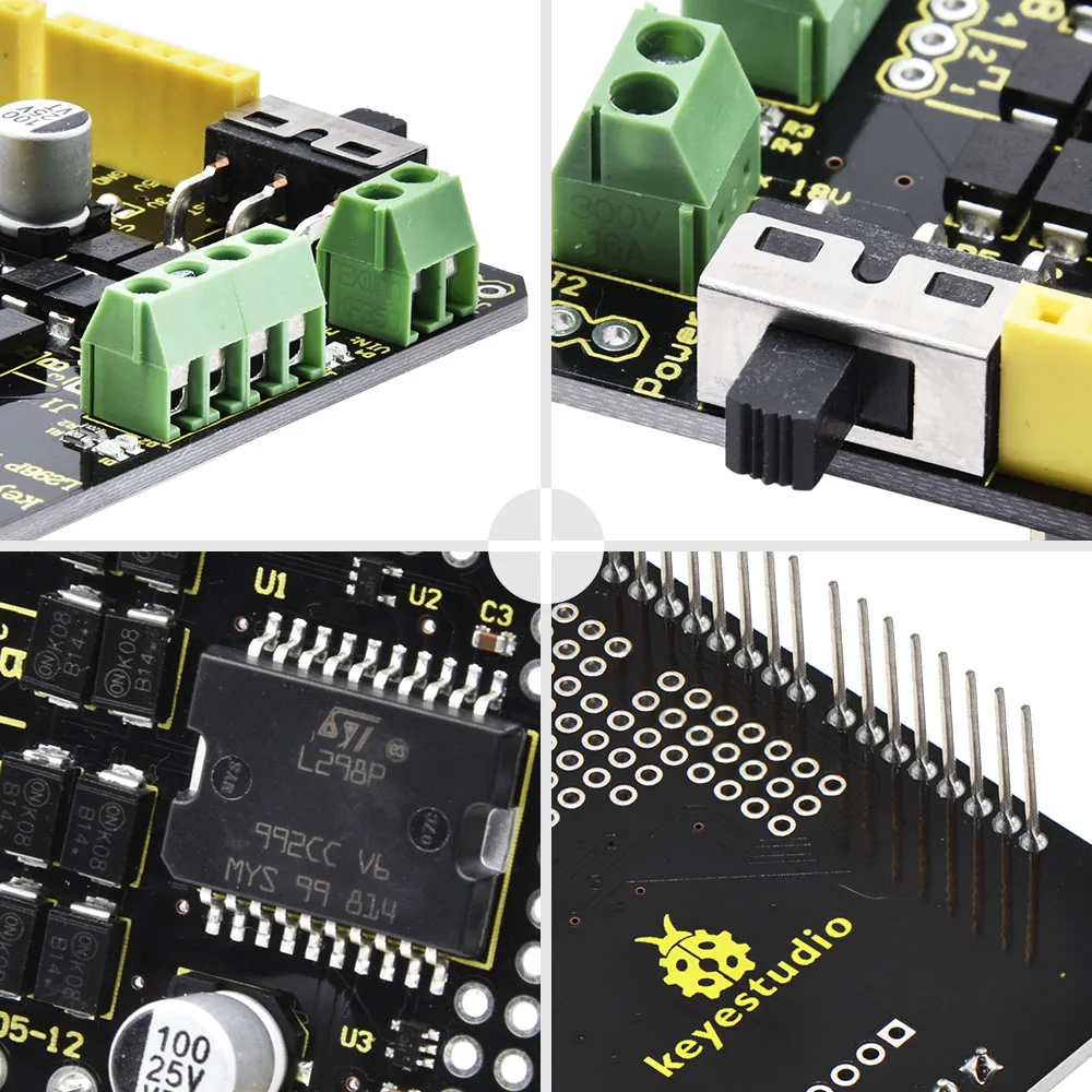 Экран Keyestudio L298P с модулем выключателя питания для Arduino