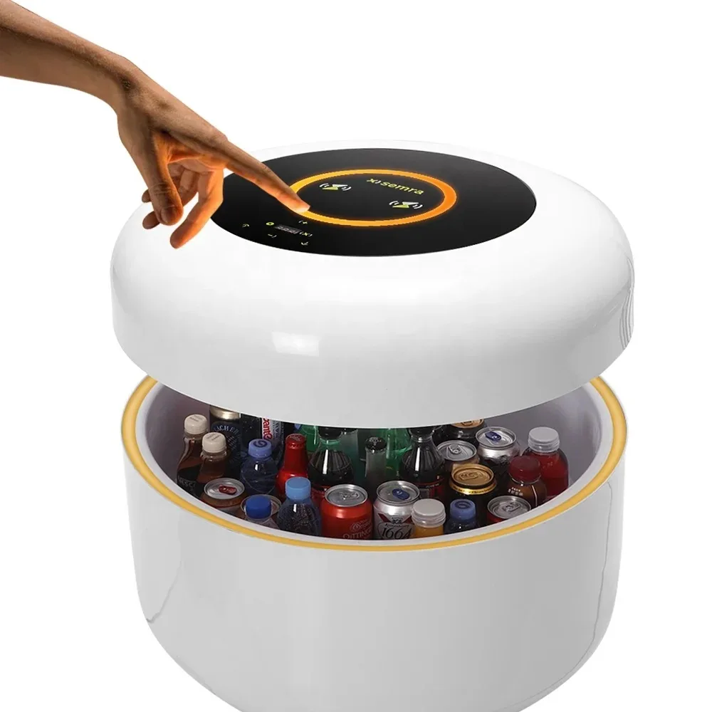Портативный Deluxe умный круглый журнальный столик для кемпинга с Bluetooth-плеером беспроводной зарядки и мини-холодильником композитный стол