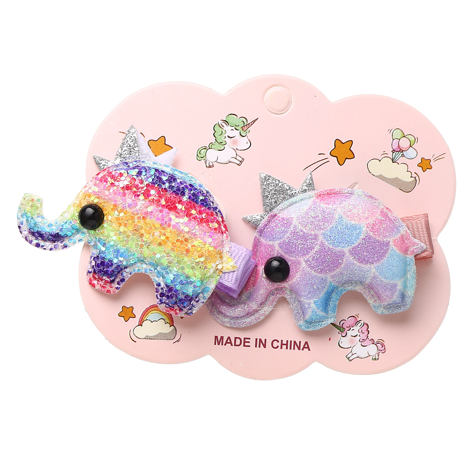 
Glitter Rainbow Cloud Whale Elephant Heart Hair Clip Mermaid Hairpins Crown Princess Alligator Barrette 