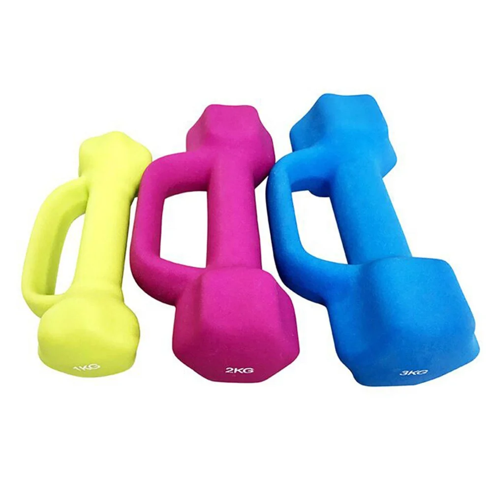 Gym Colorful Dipping Dumbbell D Shape Vinyl Dumbbell With Handle