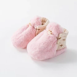 Недорогая Удобная зимняя теплая детская обувь с подкладкой из искусственного меха для новорожденных и маленьких девочек с нескользящей подошвой