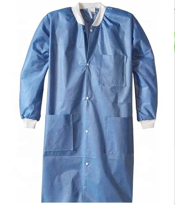 
disposable SMS lab coat blue non woven Lab Coat Isolation gown Nurse Hospital Uniforms waterproof 