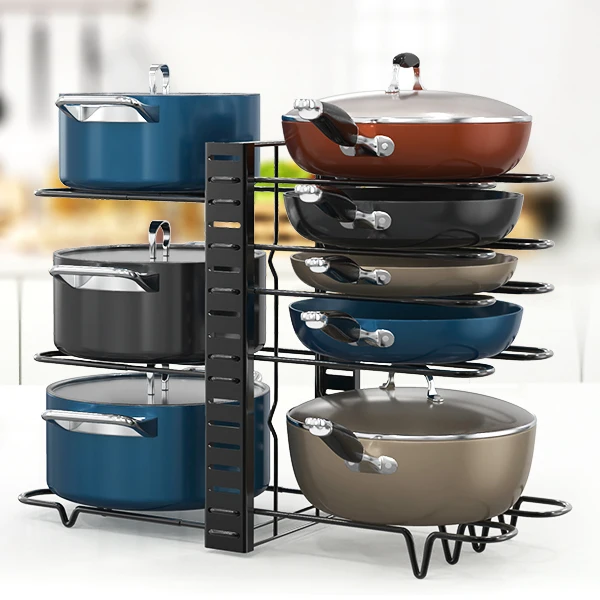 Kitchen Organizer 3 DIY  8 Tiers Adjustable Pots Lid Pans Cabinet Other Accessories Metal Rack Holders Storage Kitchen Organizer
