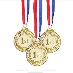 Hot trending products custom printing running gold metal award sport medal with ribbon