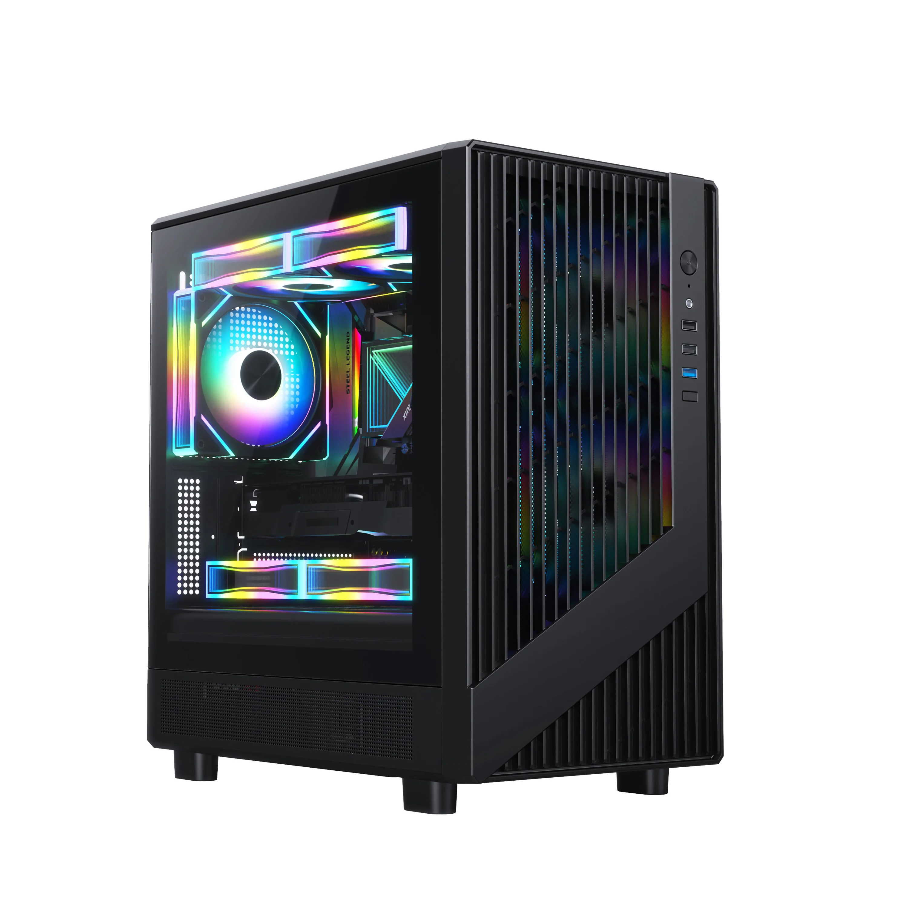 Ruix Meteor black color gaming computer case high quality sea view micro-ATX gaming case for pc computer