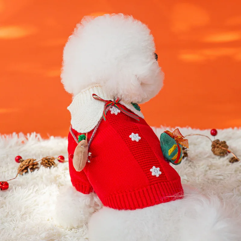 Winter Christmas dog sweater, cat knitted sweater, knitted pet clothes wholesale