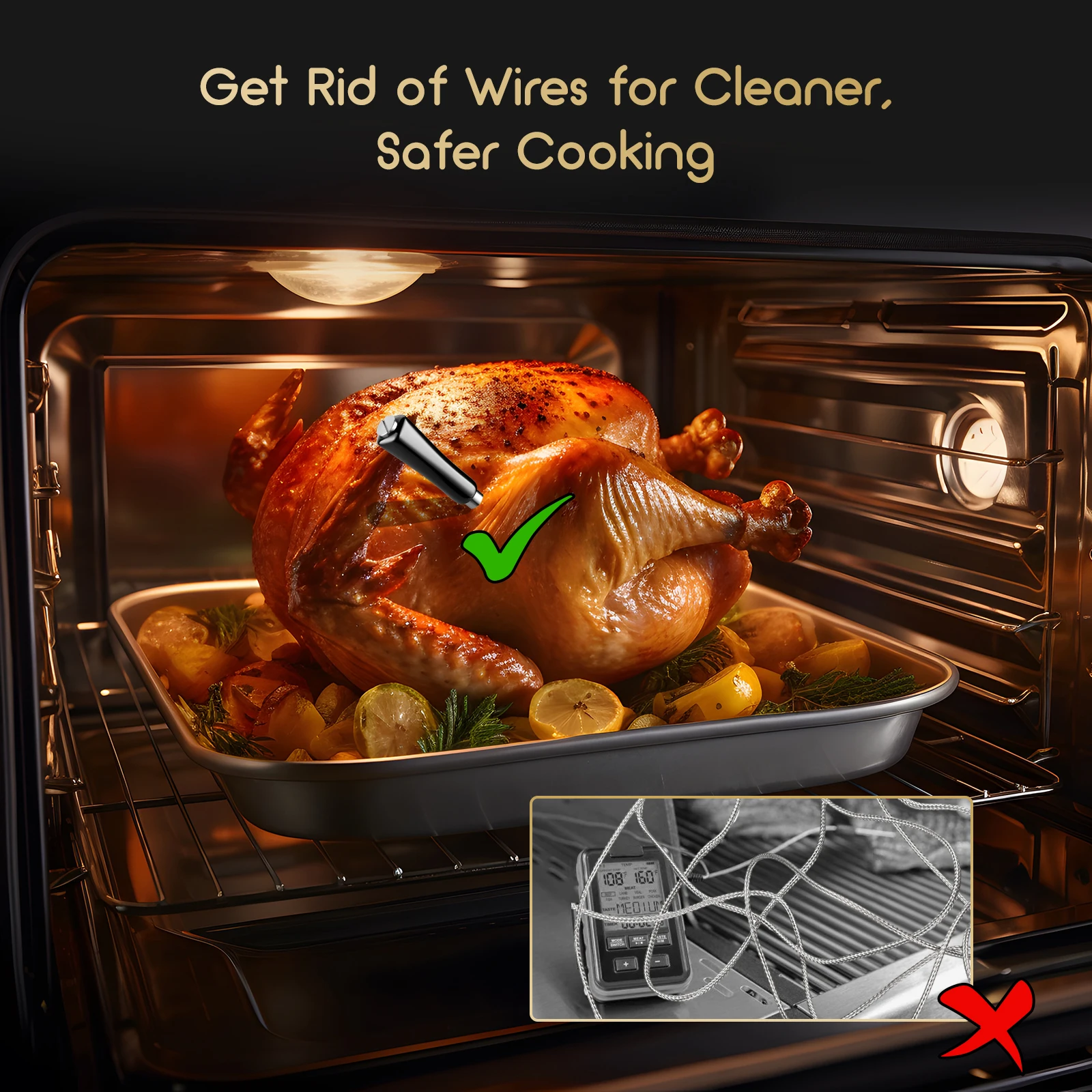 INKBIRD INT-11P-B 300ft Wireless Digital LED Meat grilling Oven thermometer with two probes BT 5.0 smart food thermometer