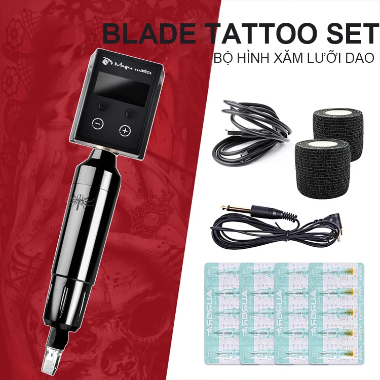 High Quality Wireless Power Supply Degradable Pen Sleeves Cartridge Needles Tattoo Grip Bandage Machine Set