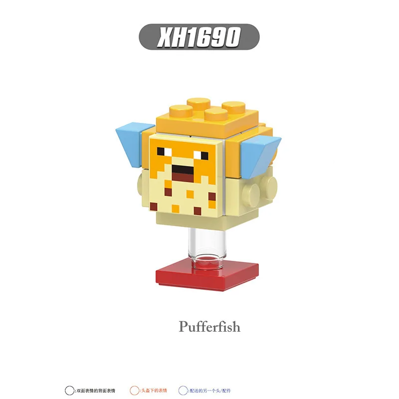 Hot Sales 8Pcs Set X0311 My World Hoglin Pufferfish Moobloom Skeleton Horse DIY Building Blocks Mini Figures Kids Block Toys