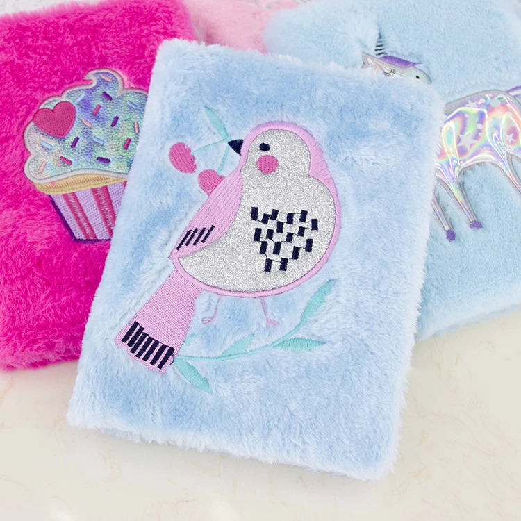 Wholesale factory custom cartoon plush decorative notebook for student