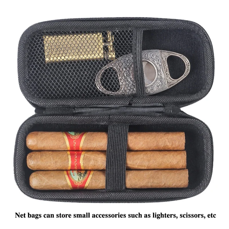 Custom zipper hard shell cigar-rete case box for 3-8pcs slim leather smell proof eva cigar case storage case for Cigar