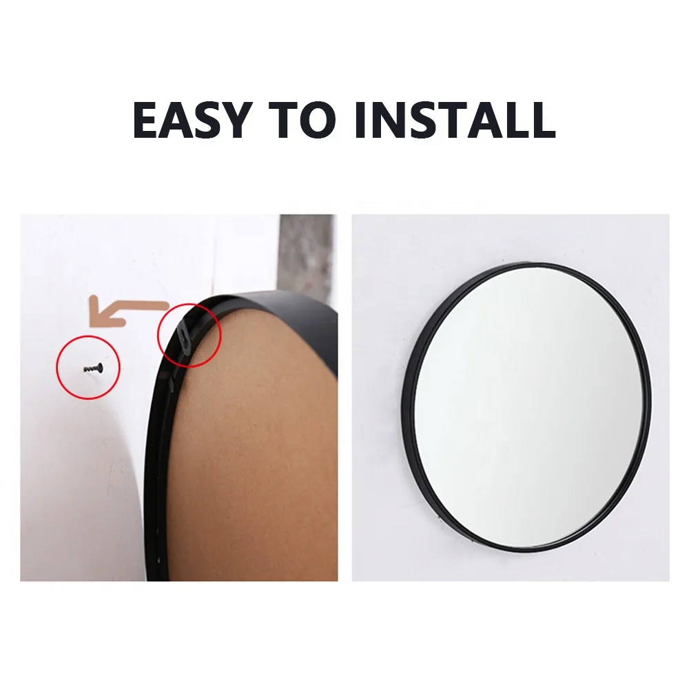 Foryoudecor reusable miroir ovale salle de bain miroir mural  Dia 30 40 50 60 70cm Drawing a circular metal frame wall miroir