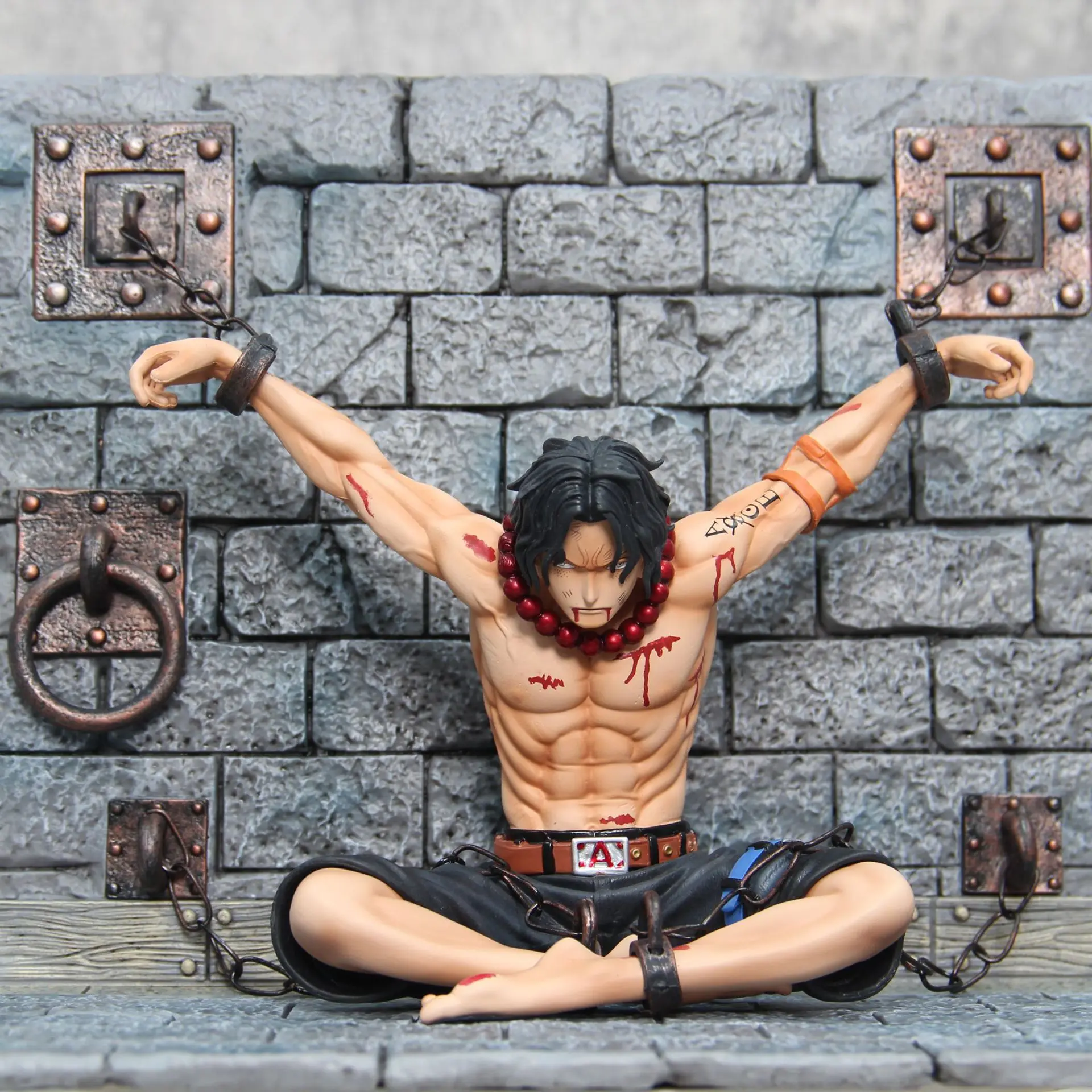 New 22cm Prison Ace Fire Fist Ace Portgas D Ace Pvc Dolls Action Figures Straw Hats Luffy Gear 5 Figure Anime Figure