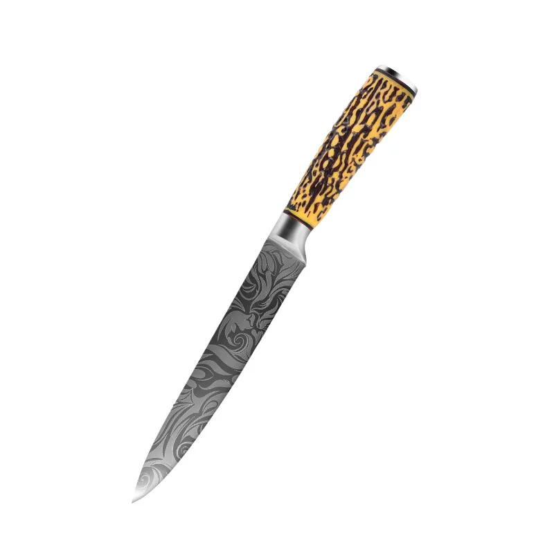 10 PCS Chef knife set with Laser Rose Pattern  Kitchen Damascus Japanese Style Slicing Santoku Knife Damascus Steel