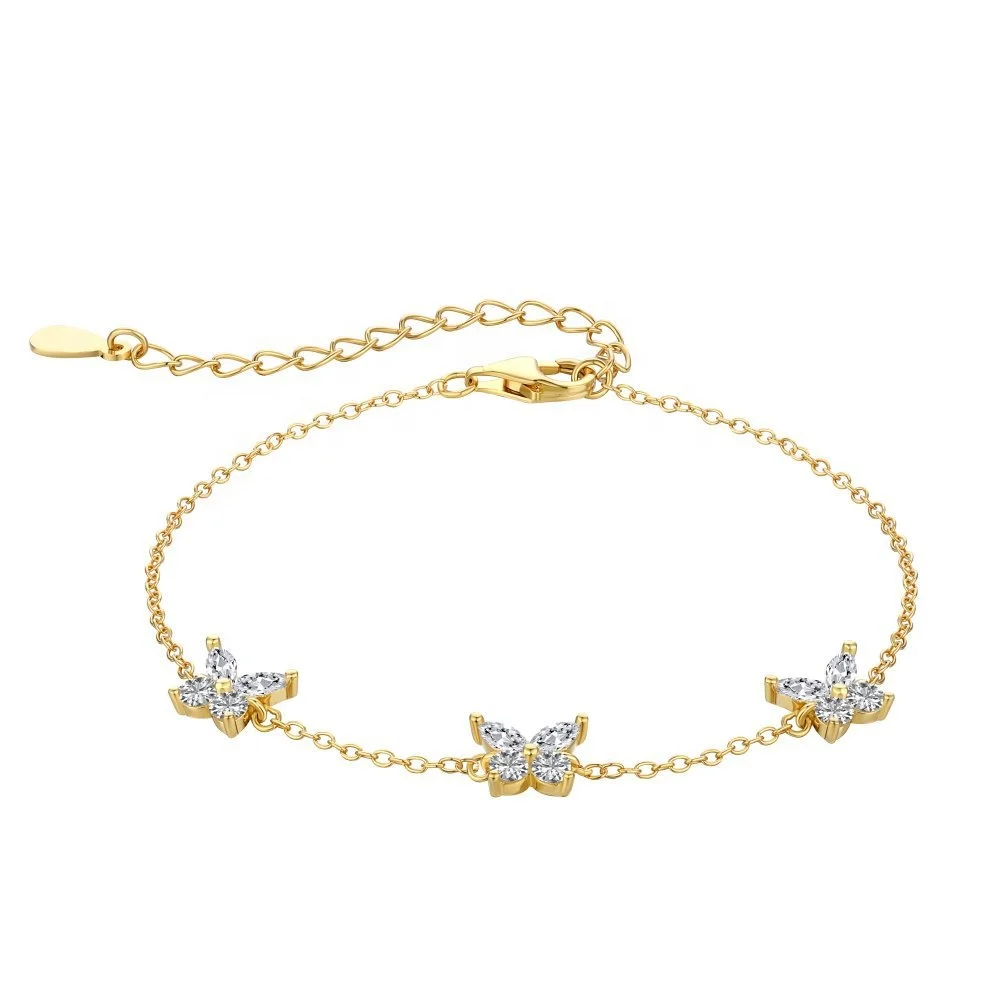 The new S925 sterling silver butterfly bracelet for women with  stone butterfly modeling high-grade sense of luxury hand jewelry