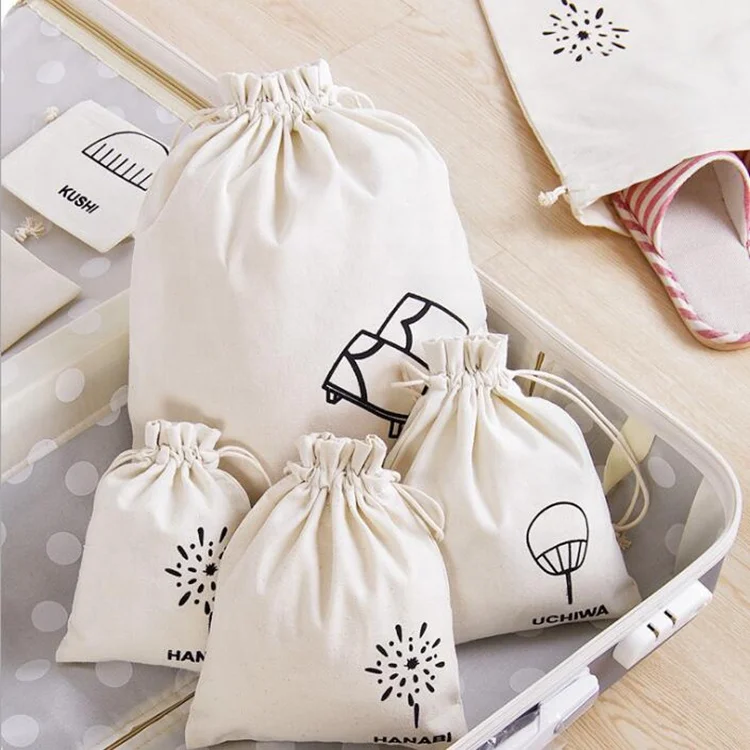 Wholesale cotton fabric drawstring jewelry bag for packing shoes